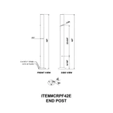 CRPF42, 42" Height Round Post hole Ø 2"(Post Only, Not Include Glass Clamp) — CRPF42E — Brushed Stainless Steel — END