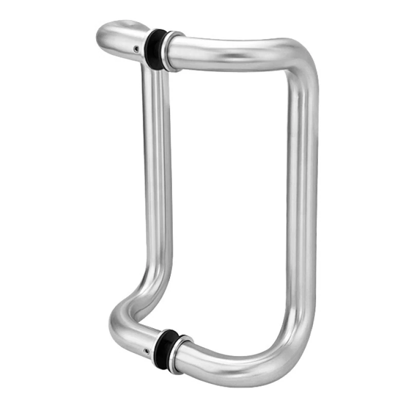 CPH215, Glass Mounted Offset Back to Back Pull Handle- Stainless steel 304 tube in 1.5mm thickness. — CPH215-10X10 — PSS — 10"