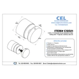 CSO21, 2" Ø Diameter Round Standoff for Glass Railing with 1" Projection, Stainless steel 316 — CSO21 — Polished Stainless Steel
