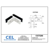 CGTG90, 90 degree corner Railing clamp, glass to glass — CGTG90 — Polished Stainless Steel