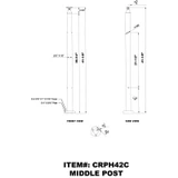 CRPH42, Round Post For Handrail Ø2", 42" Height, Heavy Duty (Post Only, Not included Glass Clamp) — CRPH42C — Brushed Stainless Steel — MIDDLE