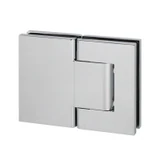 HW180, 180° Glass-to-Glass Hydraulic Hinges Set for 3/8" ~1/2" Glass (1 Spring & 1 Hydraulic) — HW180 — Polished Chrome