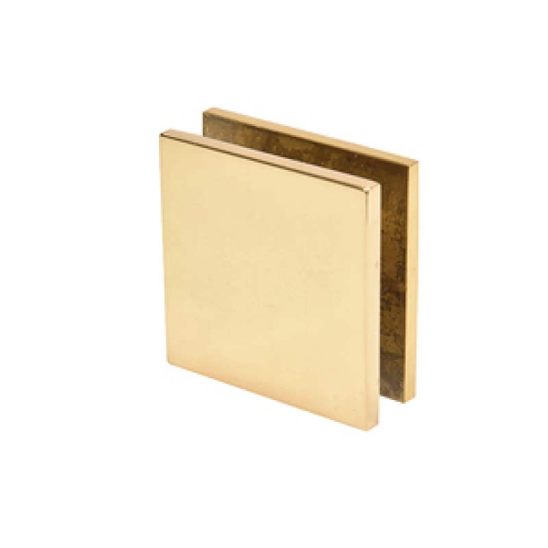 SCU4BR,CRL Polished Brass Square Style Hole-in-Glass Fixed Panel U-Clamp — SCU4BR
