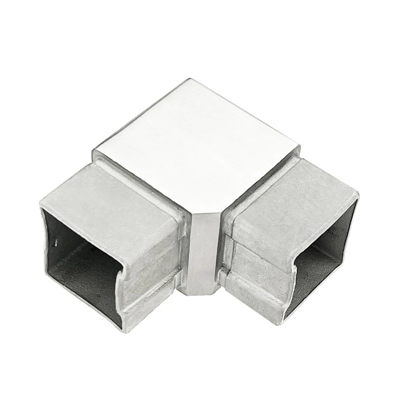 CE90-4040, 2-Way Structural Fitting Handrail Connector 90° for 1-1/2“ X 1-1/2" Square Tubing — CE90-4040 — Polished Stainless Steel