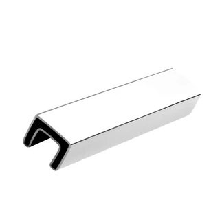 CCP40X40, Square Cap Railing 1 1/2" x 1 1/2" x 1/16 with slot size 1" x 1" — CCP40X40 — Polished Stainless Steel — 120"