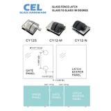 CY12S, Swimming Pool Glass Door Lock-No Key For 3/8”-5/8 Thickness Glass
