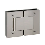 HW180, 180° Glass-to-Glass Hydraulic Hinges Set for 3/8" ~1/2" Glass (1 Spring & 1 Hydraulic) — HW180 — Brushed Nickel