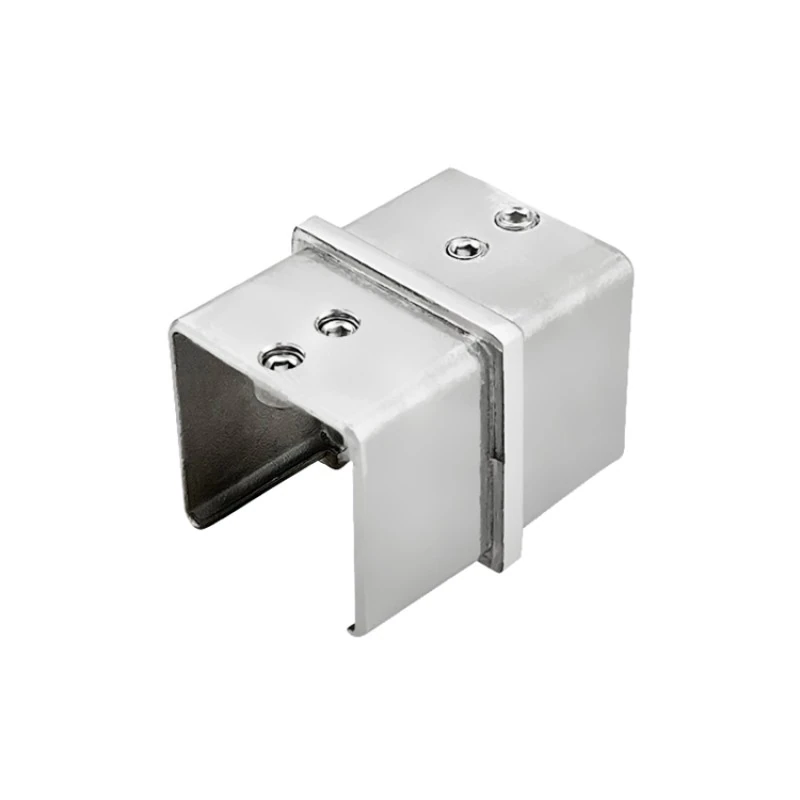 CC180-40X40, Tube to tube 180 degree connector for 1 1/2" x 1 1/2" slotted tube, Square — CC180-40X40 — Polished Stainless Steel