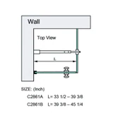 C2861, FRAMELESS SHOWER DOOR, SQUARE FIXED PANEL WALL-TO-GLASS SUPPORT BAR — C2861A