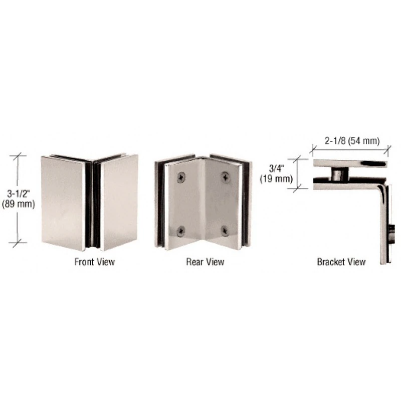 CGE090PN,Polished Nickel Glass-to-Glass Bracket — CGE090PN