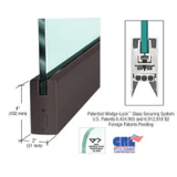 DR4S without lock, CRL 1/2" Glass 4" Square Door Rail without lock - 35-3/4" Length — DR4SDU12S — Black Bronze Anodized