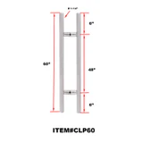 CLP Ladder Style, Back-to-Back Pull Entrance Door Handle, Stainless Steel 304 Tube in 1/16" Thickness — CLP60 — Polished Stainless Steel — CLP60