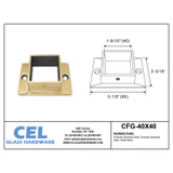 CFG-40X40, Flange for 1-1/2" x 1-1/2" slotted tube — CFG-40X40 — Brushed Gold
