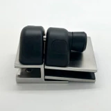 CY12-N, Swimming Pool 180° Glass to Glass Gate Latch, Door Lock With Key, For 3/8"-5/8" Glass Thickness — CY12-N — Brushed Stainless Steel