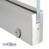 R4S12 with Lock, FHC 4" Square Door Rail 35-3/4" With Lock — R4S12 — Brushed Stainless