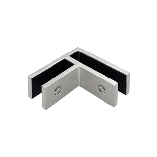 CGTG90, 90 degree corner Railing clamp, glass to glass — CGTG90 — Brushed Stainless Steel