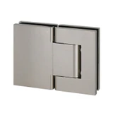 HW180, 180° Glass-to-Glass Hydraulic Hinges Set for 3/8" ~1/2" Glass (1 Spring & 1 Hydraulic) — HW180 — Brushed Nickel