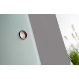 Close-up of the frosted glass panel and circular finger pull