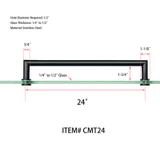 CMT, Round Tubing Mitered Corner Singled-Sided Pull Handle — CMT24