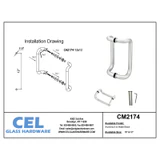 CM2174, Solid Aluminum OFFSET Back to Back Pull Handles. — CM2174-12X12 — 12" — Clear Anodized
