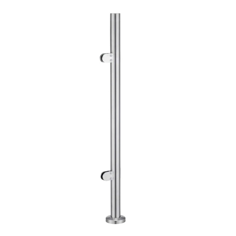 CRPF42, 42" Height Round Post hole Ø 2"(Post Only, Not Include Glass Clamp) — CRPF42E — Brushed Stainless Steel — END