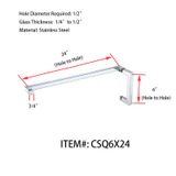 CSQ6X24,Square Tubing 6" Pull Handle with 24" Towel Bar, Pull handle Towel Bar Combination Sets