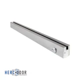 R25S12 with lock, FHC 2-1/2" Low Profile Square Door Rail With Lock For 1/2" Glass - 35-3/4" Length — R25S12L — Brushed Stainless