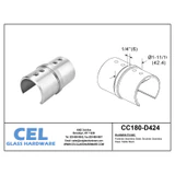 CC180-D424, Tube to tube 180 degree connector for Ø 1-5/8" slotted tube — CC180-D424 — Polished Stainless Steel