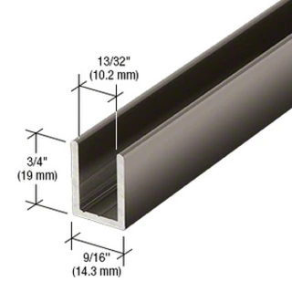 SDCD38GM,CRL Gun Metal 3/8" Fixed Panel Shower Door Deep U-Channel - 95" — SDCD38GM
