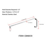 CBM8X30, Tubular 8" Pull Handle with 30" Towel Bar, Pull handle Towel Bar Combination Sets