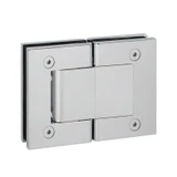 HW180, 180° Glass-to-Glass Hydraulic Hinges Set for 3/8" ~1/2" Glass (1 Spring & 1 Hydraulic) — HW180 — Polished Chrome