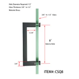 CSQ, Square Tubing Singled-Sided Pull Handle — CSQ8