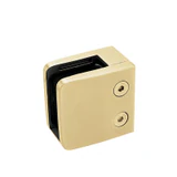 CZP712F, Heavy Duty Square Flat Back Glass Clamp 55 x 55 mm for 3/8″ or 1/2″ Tempered Glass or Laminated Glass — CZP712F — Brushed Gold