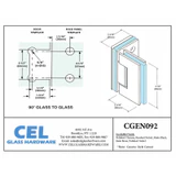 CGEN092, 90 Degree Glass to Glass Hinge for Frameless Shower Door