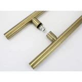 CLP Ladder Style, Back-to-Back Pull Entrance Door Handle, Stainless Steel 304 Tube in 1/16" Thickness — CLP24 — Brushed Gold — CLP24