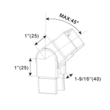 CVE-40X40, Flexible swivel vertical elbow for 1 1/2" x 1 1/2' slotted tube — CVE-40X40 — Polished Stainless Steel