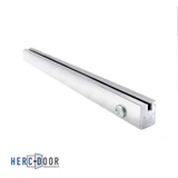 R25S12 with lock, FHC 2-1/2" Low Profile Square Door Rail With Lock For 1/2" Glass - 35-3/4" Length — R25S12L — Polished Stainless