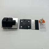 CY12-N, Swimming Pool 180° Glass to Glass Gate Latch, Door Lock With Key, For 3/8"-5/8" Glass Thickness — CY12-N — Brushed Stainless Steel