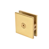 SCU4BR,CRL Polished Brass Square Style Hole-in-Glass Fixed Panel U-Clamp