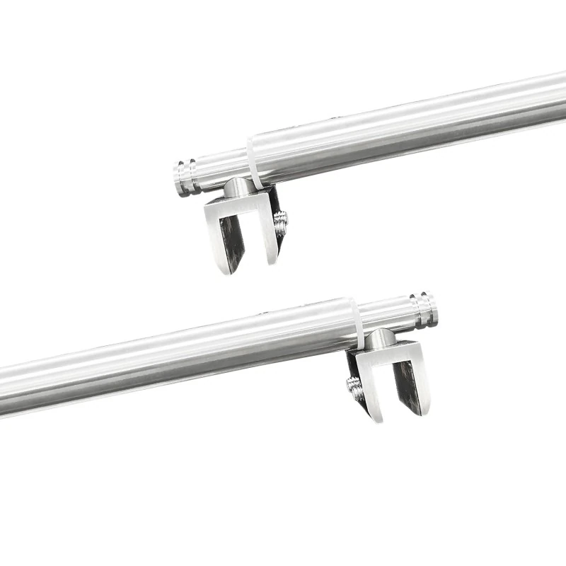 C2702, FRAMELESS SHOWER DOOR, ROUND FIXED PANEL GLASS TO GLASS SUPPORT BAR — C2702A