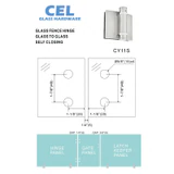 CY11S, Swimming Pool Glass to glass Heavy Duty Door Hinge for 3/8" - 5/8" Glass, flat pin