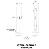 CRPH42, Round Post For Handrail Ø2", 42" Height, Heavy Duty (Post Only, Not included Glass Clamp) — CRPH42E — Brushed Stainless Steel — END