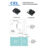 CY03M Swimming Pool Glass to Glass 90° Gate Latch w. Door Lock-With Key For 3/8"-5/8" Glass Thickness