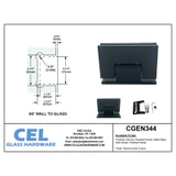 CGEN344, Adjustable Wall Mount Offset Back Plate Hinge for Frameless Shower Door — CGEN344