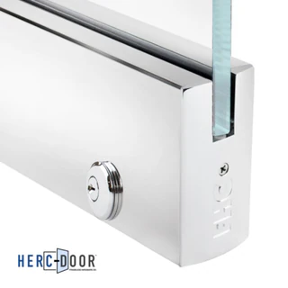 R4S12 with Lock, FHC 4" Square Door Rail 35-3/4" With Lock — R4S12 — Polished Stainless