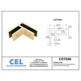 CGTG90, 90 degree corner Railing clamp, glass to glass — CGTG90 — Brushed Gold