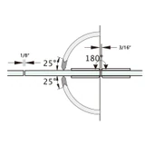 CV1E180, 180 Degree Glass-to-Glass Hinge