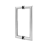 CPH209, Glass Mounted Mitered Corner Style Back to Back Pull Handle- Stainless steel 304 tube in 1.5mm — CPH209-12X12 — Polished Stainless Steel — 12"