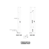 CSPF42, Square Post 42" Height, hole Ø2" (Post Only, Not Include Glass Clamp) — CSPF42 — Brushed Stainless Steel — CORNER