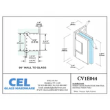 CV1E044, Wall Mount Offset Back Plate Hinge for Frameless Shower Door — CV1E044